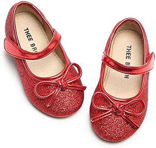 THEE BRON Toddler/Little Girl Red Mary Jane Flats Princess Dress Shoes(G03 Toddler,Red/8M)