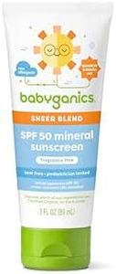 Babyganics SPF 50 Mineral Sunscreen Lotion, Sheer Blend, UVA UVB Protection, Octinoxate & Oxybenzone Free, Water Resistant, Fragrance Free, 3 oz