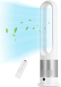 EZSMART Ventilador sin aspas, 66CM 80° oscilante Ventilador de torre control remoto, 8H-Timer, 8 niveles de ventilación, Ventilador de pedestal silencioso y táctil para dormitorio de oficina