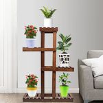 Sharpex Plant Stand Rack Indoor & Outdoor, 5 Tier Wood Plant Display Rack with Multi Shelves, Flower Pots Organizer Holder, Multifunctional Storage Rack for Patio Garden Yard – Brown