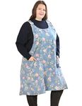 APRONNER Big Plus Size Aprons for Women with Pockets Cotton Linen Baking Kitchen Cooking, Rose Flower, XX-Large