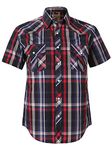 Coevals Club Men's Western Cowboy Short Sleeve Pearl Snap Casual Button Down Up Work Shirts(6# Red Black 4XL)