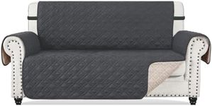 RHF Anti-Slip Loveseat Covers for Leather Sofa, Couch Cover, Loveseat Cover for Living Room, Slipcover&Love Seat Couch Covers, Slip-Resistant Couch Cover for Leather Sofa (Loveseat: Dark Grey)