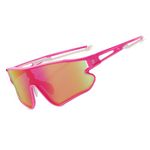 DUCO Polarized Sunglasses Baseball Sun Glasses for Men Women Lightweight TR90 Frame UV400 Sports Cycling Shades (Pink Frame White Temple Colorful Lens)