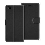 COODIO Phone Case For iPhone 4S, Magnetic Flip Leather Case For iPhone 4S / iPhone 4 Wallet Case, Black