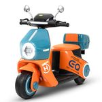Baybee Daft Battery Operated Bike for Kids, Ride on Toys Bike Scooty with Light & Music | Baby Rechargeable Battery Electric Bike for Kids to Drive 1 to 3 Years Boys Girl (Orange)