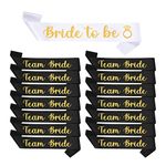 Shining She 15 Pieces Hen Party Accessories Sashes Sets, 14 Black Team Bride Sashes 1 White Bride to Be Sash, for Hen Party Wedding Bridal Shower Party Decorations