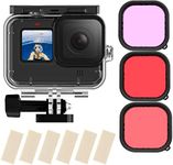 TELESIN Waterproof Case Accessories Kit for GoPro Hero 11/10/9 Black Underwater Diving Cover,with Waterproof Housing Case + 3 Red Filters + 6PCS Anti-Fog Insert Diving Accessory (Case with 3pcs Filters)