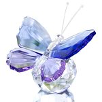 H&D Hyaline&Dora Blue and Purple Glass Butterfly with Ball Base, Decorative Paperweight Ornament Crystal Figurine for living room,Souvenir Birthday Gifts Home Decor