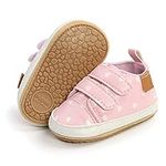 RVROVIC Baby Boys Girls Anti-Slip Sneakers Soft Ankle Boots Toddler First Walkers Newborn Crib Shoes(0-6 Months,5-PinkHeart)