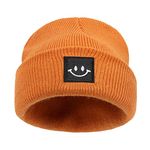 imKutie Baby Smile Face Beanie Hat, Cute Newborn Boys Girls Warm Winter Autumn Knitted Hat for 0-6 Years Orange