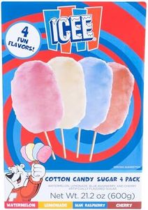 ICEE Cotton Candy Sugar. Pack of 4 Includes Watermelon, Lemonade, Blue Raspberry & Red Cherry Flavors. Easy, Fun, Fairground-Style Treats at Home. Officially Licensed ICEE Merchandise from Fizz Creations.