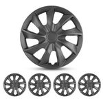 I1MOTOR Hubcaps 17", Wheel Rim Cover Universal R17 Hub Caps, Snap On Car Pickup Truck SUV, Lacquer Wheel Covers, 4 Pack, Matte Black Painted