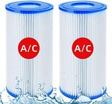 Pool Filter Cartridges for Type A/C, Compatible with Intex 29000E/59900E, Replacement Pool Filters Cartridge Type A/C for Above Ground Pools with Pump(2 Pack)