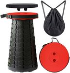 MKBK Telescopic Stool Adjustable Camping Stool, Collapsible Stool with Seat Cushion and Nylon Bag for Camping,Hiking, Fishing, Outdoors Stool Load Capacity 400 LB (Red)