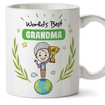 MUGFFINS Grandma Mug - World's best Grandma - Coffee Granny Mug for Breakfast Mothering Sunday/Birthday Presents for Grandmothers/Ceramic 11 oz