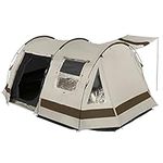 Skandika Kambo Tunnel Tent for 6 People, Tent with Sleeping Cabin for 6 Men, Waterproof with 3000 Water Column, 2 m Standing Height, 3 Entrances, Sun Canopy, Awning Camping Tent, Beige