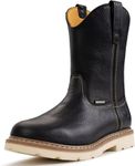 SUREWAY Mens Steel Toe Wellington Boots for Men Waterproof,Premium Full Grain Leather Pull On Work Boot for Men,Durable & Comfortable Proved,Superior Oil/Slip Resistant, Waterproof Steel Toe Black, 11