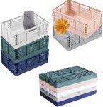 6-Pack Pastel Storage Crates, Mini Plastic Crates, Small Baskets for Organizing, Collapsible Storage Crates for Bedroom Decor Classroom Office Kitchen Home (8.7"x 5.8" x 3.4")