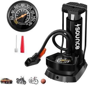 Sounce Portable High Pressure Foot Air Pump Heavy Compressor Cylinder with Gauge Floor for Bicycle, Car and Motorbike for Football Cycle Pumps for Bicycle for Tubeless - Black