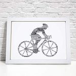 Personalised Cyclist Bike Word Art Print - Birthday, Fathers Day Gift - Dad, Daddy Gifts A5, A4 Prints & Framed