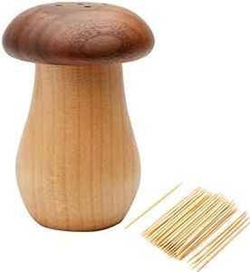 Agirlvct Toothpick Dispenser, Cute Mushroom Toothpick Holder Container Home Kitchen Restaurant Dining Room Mpther's Day Birthday Gift for Friend Family Wood Decoration(with toothpicks)