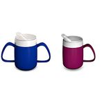 Ornamin Two Handled Mug with Internal Cone 140 ml Blue & Mug with Internal Cone 140 ml BlackBerry with Spouted Lid with Small Opening (Model 207 + 806) | Drinking aid, Thermo Mug, Feeding Cup