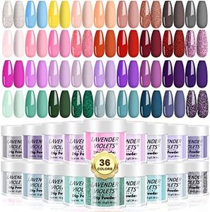 Lavender Violets 36 Colours Dip Nails Powder Starter Kit Blue Green Pink Red and Purple All Seasons Glitter Dipping Nail Powder Set for Beginners and Professionals DIY Manicure M951
