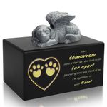 DiDiBirDi Pet Urn Dog Ashes Box Wooden Black Dog Urns for Ashes Cremation Urn with Dog Angel and Ashes Bag,Memorial Box for Dog