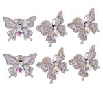 VFAATING 6pcs Creative Butterfly Knobs Pull Handle Cabinet Door Furniture Dresser Kitchen Wardrobe Single Hole Pulls Handles (Silver)