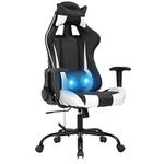 Gaming Chair Ergonomic Office Chair Massage Desk Chair Racing Style PU Leather Computer Chair Adjustable with Lumbar Support and Headrest Gamer Chair