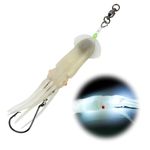 Dr.Fish Saltwater Squid Fishing Lures, 6" LED Fishing Lures 6/0 Hooks Squid Jig Halibut Lincod Jig Salmon Trolling Lures Deep Drop Light Flasher Offshore Lures Mackerel Tuna Striper Lures White