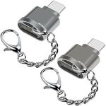 AFUNTA 2 Pcs Type-C Card Reader, USB-C to Micro SD Memory Card for MicroSD MicroSDHC MicroSDXC, Compatible MacBook Pro Samsung Galaxy Nexus LG - Silver, Gold