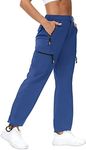 VVK Women's Hiking Cargo Pants Lightweight Quick Dry Outdoor Athletic Pants Camping Climbing Golf Zipper Pockets, Indigo, X-Large