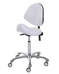 FRNIAMC Ergonomic Saddle Stool Rolling Adjustable, Hydraulic Heavy-Duty (350 lbs) Stool Chair for Dental Lab Salon Massage Studio Office(White, with Backrest)