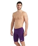 ARENA Men's Team Colors Solid Swim Jammer MaxLife Athletic Swimwear Pool Training Swimsuit Competitive Swimming Bathing Suit Plum/White