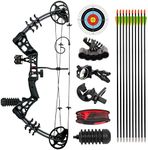 AKCHOER Compound Bow and Arrow Kit Youth Bow and Arrow Set, 15-45 Lbs Draw Weight, 18"-29" Draw Length, Right Handed Bow for Beginner, 320 Fps Hunting & Target Bow with All Accessories (Black)