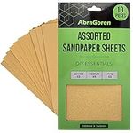 Pack of 10 Sand Paper Sheets - Mixed Grits, 3x Fine, 4x Medium, 3x Coarse - Assorted Sandpaper for Wood and Walls