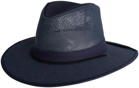 Henschel Hats Original Aussie Breezer - Wide-Brim Sun Hat for Men with Adjustable Chin Cord | Perfect Men's Summer Hat Navy