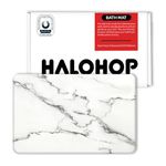 Halohop Stone Bathroom Mat, Diatomaceous Earth Non-Slip Stone Shower Mat - Quick Drying Absorbent Stone Mat for Bathroom - Elegant & Modern Design, Easy to Clean, TerraDry (White)