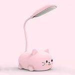 Desniltol LED Kids Lamp, Mini Cat Table Lamp, Portable LED Night Light, Cute Desk Lamp, Foldable USB Rechargeable Reading Light Children's Bedroom (Pink)