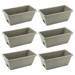 LEXININ 6 Pack 14 Inch Plastic Rectangular Window Planter Box, Window Vegetable Planter Box with Trays, Rectangular Flower Pots for Windowsill, Garden, Balcony, Patio, Grey