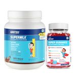 Gritzo SuperMilk Height+, 4-7y Kids with Super Gummies (Double Chocolate, 1kg & Strawberry, 30 Gummies) (Combo Pack)