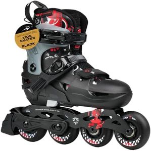 Flying Eagle L6 Lumos Jr. Kids Skates - Light Up Roller Skate, Adjustable Kids Inline Skates, LED Wheels Skate for Children's Inline Skating Shoes - Black, EU Sizes: 38-42