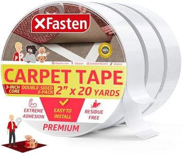 XFasten Double Sided Tape Carpet Tape, Removable, 2 Inches X 20 Yards (3-Pack), 2 Sided Floor Tape For Area Rugs And Carpets