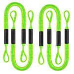 Bungee Dock Line Dockline for Boats Mooring Rope Bungee Cord Docking String Shock Bungee Docking Ropes for Boat Kayak, Jet Ski, Pontoon, Canoe, Power Boat WaveRunner Green (4X)