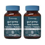 Gut Army Prebiotics & Probiotics - 10 Unique Strains Blend -100 Billion CFU - With Inulin & Probiotics Blend - Supports Gut Digestion Health & Bowel Movement - 60 Capsules By ZEROHARM