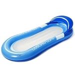 Belle Vous Blue Inflatable Pool Float with Headrest - 78 x 150cm/30 x 59 Inches Floating Swimming Pool Lounger - Adult Water Hammock Raft for Summer Pool, Tanning, Beach, Lake and Parties