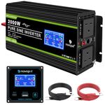 NOVOPAL 2000W Pure Sine Wave Inverter 24V to 230V 240V Car Power Converter with LCD Display, 2AC Outlets and USB Port-Remote Control for Motorhomes, Truck, Boat, Camping, Household, Van