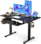 ErGear Standing Desk with Large Keyboard Tray, 120 x 60 cm Height Adjustable Electric Standing Desk Sit Stand Desk with 3 Memory Smart Pannel, Home Office Computer Desk,Black